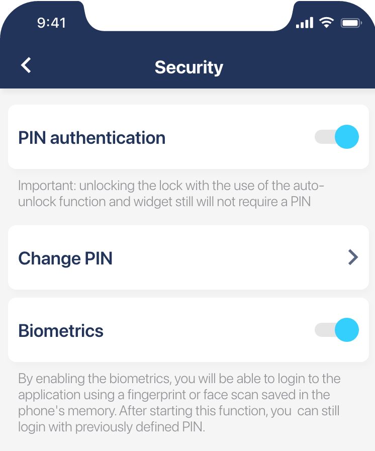 PIN og biometrisk sikkerhet i Tedee